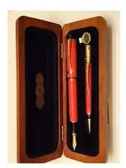 Parker Duofold Set Special Edition Orange Fountain Pen Fine Pt & Pencil In Box