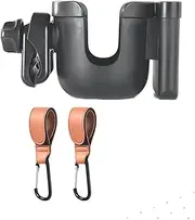 Universal 3in1 Stroller Phone & Cup Holder Attachment Set,with Brown Bag Hook Cup Holder Mobile Phone 360° Rotating for Bike, Pushchair, Wheelchair, Walker, Bicycle - Fits Most Cups