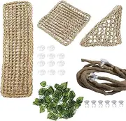 PINVNBY Bearded Dragon Hammock,Reptile Lounger Natural Seagrass Lizard Hammocks Habitat Tank Accessories Jungle Climber Vines Flexible Leaves Decor for Climbing Reptiles Chameleon Gecko Snakes