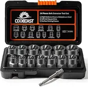 Coobeast Bolt Extractor Set Heavy Duty, 13Pcs Bolt Extractor Kit with 3/8 Inch Adapter, Stripped Lug Nut Remover, Easy Out Bolt Remover Set for Rusted, Rounded, Damaged Nuts Screws