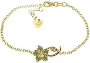 [Galaxy Gold GG] 0.87 Carat 14K Solid Gold Flower Bracelet Citrine Peridot