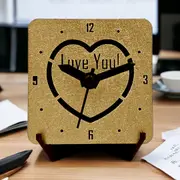 Small Quartz Desk Clock - "Love You" - Metallic Gold - For that special person in your life