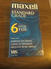 MAXELL Video Cassette, Standard Grade T-120/246M , 6 hrs in EP Mode- NEW