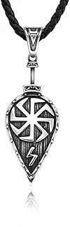 [pickyegg.com] Mens Viking Kolovrat Sun Wheel Shield Pendant Necklace Stainless Steel