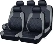 PU Leather Car Seat Cover Full Surrounded Seat Protector Waterproof Universal Fit Sedan SUV Pick-up Truck Seat(AE-2041-GY)
