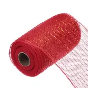 6 Inch Glitter Poly Burlap Mesh for Wreath Ribbon 10 Yard Dark Red & Gold