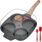 Fried Egg Pan, Egg Frying Pan With Lid Nonstick 4 Cups Pancake Pan Aluminium Alloy Cooker For Breakfast, Suitable For Gas Stove & Induction Cooker…