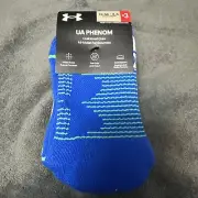 Under Armour 3 Pack Crew Socks 13.5-4.5 UA PHENOM Cushioned Boys Girls Blue NEW