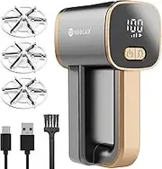 WiredLux Electric Lint Remover - Rechargeable Fabric Shaver for Clothes & Furniture - Adjustable 3-Speed, 6-Leaf Blade, LED Light, USB Charging - Debobbler with Dual Protection (Graphite Grey/Copper)