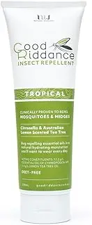 Good Riddance Tropical Insect Repellent 250mL. Australia’s Most Sustainable Natural Midge, Sandfly and Mosquito Repellent. Long-lasting DEET-free Tropical Strength Insect Repellent. Clinically Proven.