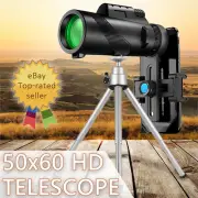 +Tripod Monocular 50X60 HD Lens Telescope Zoom Optical +Clip for Cell Phone