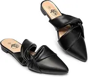 [Trary] Women's Flat Mules Pointed Toe Slip on Backless Loafer Shoes