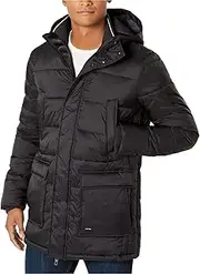 [Calvin Klein] Mens Jacket Black US Size 2XL Hooded Full-Zip Puffer