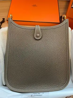 LUX精品Hermes Mini Evelyne TPM Amazone 16 Etoupe 18 大象灰 金釦 真品