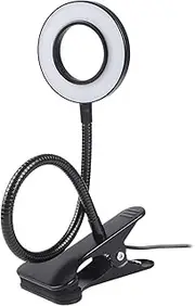 Ronyme Clip on Desk Light Table Lamp Flexible 3 Color Temperature Fill Light USB Ring Light for Home Video Conference Lighting Study