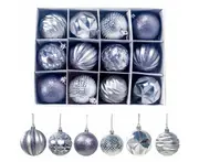 12Pcs/set Christmas Tree Ornaments, Christmas Ball Ornaments Set Shatterproof Christmas Tree Decorations for Xmas Blue