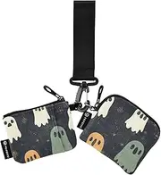 [XYMZR] Mini Zip Around Wristlet keychain Wallet Cute Spirits Black for Women Personalized Pattern Detachable Dual Pouch Wristlet Portable Wallet Phone Coin Purse, Multi-colored, One Size