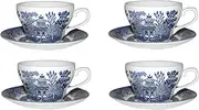 [Churchill] Blue Wollow 4 Teacup and 4 Saucer Set, Made in England