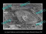 OLD POSTCARD SIZE PHOTO LOS ANGELES CALIFORNIA, AERIAL VIEW OF COLISEUM c1930