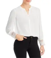 Tahari Button Front Top White Size L