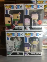 Funko Pop! Lot Of 4 Demon Slayer Kimetsu No Yaiba W/ Pop Protector EcoTEK