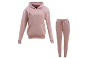 FIL Women's Embossed Fleece Hoodie Tracksuit Set - ANGEL/Dusty Pink [Size: 8]