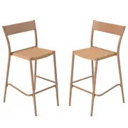 Costway Patio Bar Stool Set of 2 Outdoor Metal Frame Stackable Wicker Chairs Counter Height Barstools 160 kg Load
