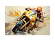 Rider Motorcycle Modern Art Canvas Print