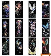 Rope Bookmarks, 12 x Magic Rainbow Bookmarks, Party Gift Scratch Paper Art, Easy to Use, Premium Materials, Promotes Creativity, Perfect Design, 15.5x7x0.5cm, for Kids, Students, Boys and