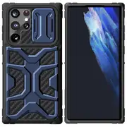 Nillkin Adventurer Honeycomb Twill Anti-scratch Slide Camera Cover Shockproof Tpu+pc Phone Protective Cover For Samsung Galaxy S22 Ultra 5g - Black