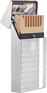 [Generisch] Portable Cigarette Case - Classic Slim 20-Piece Pocket Box for Storage, Extended Cigarette Container, Reusable Cigarette Case for Cigarette Accessories, silver, Siehe Beschreibung, See