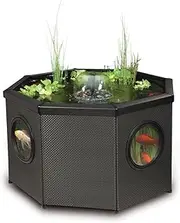 Blagdon Affinity Octagon Living Water Feature Patio Pool Pond, Mocha, with Inpond 5-in-1 3000 Filter Pump & UV Clarifier, LED Spotlight, 3 Attractive Fountain Heads, 1 Planting Basket - Medium, Black