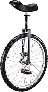 24 Inch Unicycle for Big Kids/Adults, Adjustable Outdoor Unicycle with Heavy Duty Steel Frame and Alloy Rim Wheel, Best Birthday Gift Durable TDF