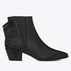 SAINT LAURENT Wyatt 40 Chelsea Side Fringe Ankle Boots Black Leather 40.5 10.5