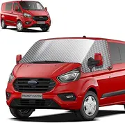 MaxAwe Front Windscreen Wrap Cover for Ford Transit Custom, Upgraded Silver Cotton Front Windshield Window Sunshade Blackout Protection Weatherproof, External Thermal Frost Windscreen Cover for Winter