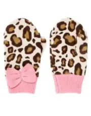 GYMBOREE PARISIAN CHIC LEOPARD PRINT w/ BOW SWEATER MITTENS 0 12 2T 3T NWT
