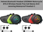 Helmet Bluetooth Headset, Waterproof, Anti-Jamming, Hands-Free Call, 30-Hours