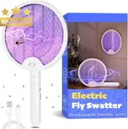 Electric Fly Swatter & Mosquito Trap 2-in-1 USB Rechargeable Foldable