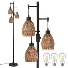 Boho Rattan Floor Lamp - Standing Lamps for Living Room 70'' Dimmable Floor L...
