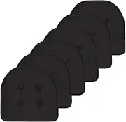 Sweet Home Collection Chair Cushion Memory Foam Pads Tufted Slip Non Skid Rubber Back U-Shaped 17" x 16" Seat Cover, 6 Count (Pack of 1), Black