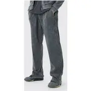 Mens Charcoal Washed Rib Straight Leg Jogger