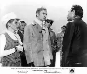 Margaret Blye Benny Hill Michael Caine Michael Standing looking at- Old Photo