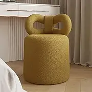 BAOTEDSL Armless Vanity Stool for Makeup Room, Vanity Chair with Back, Upholstered Round Foot Rest Ottoman for Bedroom,C