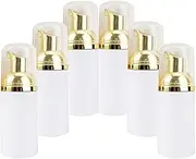 6 PCS Foam Pump Bottle Empty Plastic White Foaming Bottle with Gold Pump Travel Bottles for Hand Soap Foaming Clean Travel Cosmetic（50ML）
