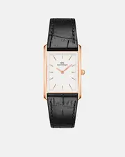 Daniel Wellington Bound 35x24 Black Croc Leather RG White Watch