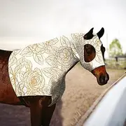 Horse Slicker Hood with Zipper: Snug Fit, No-Ears Design, and Extra Large Eye Holes for Face, Shoulders, Mane, Chest, and Withers - Perfect for Show-M(Flower)