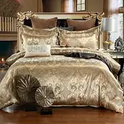Satin Silk Duvet Cover Bedding Sets Comforter Cover with 1 Duvet Cover or Coverlet,1Sheet,2 Pillowcases for Double/Queen/King(1 Pillowcase for Twin/Single)