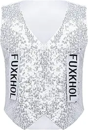 [iiniim] Kids Boys Sleeveless V Neck Shiny Sequins Vest Jazz Hip Hop Dance Waistcoat Stage Performance Dancewear Jacket Vest