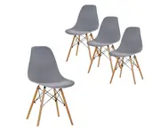 Design Square Set Of 4 Replica Dining Chair Eiffel Design Wooden Legs - Grey