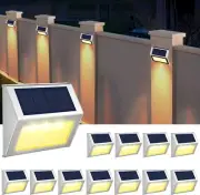 Solar Fence Lights Outdoor Waterproof Stainless Steel Garden Yard Stair LED Lamp